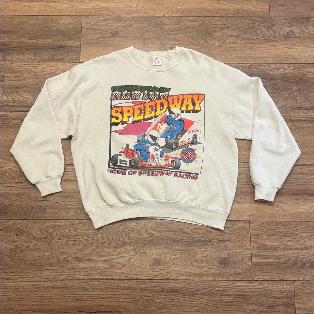 Vintage 90s Newton Speedway Racing Crewneck Sweatshirt Size XL